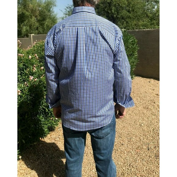 MILLER Performance Men's No Iron Cotton Long Sleeve Checked Shirt SZ LG PreOwned - Picture 7 of 9